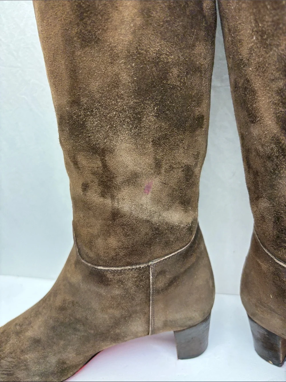 Christian Louboutin Women's Tall Brown Suede Knee-High Boots, size 38
